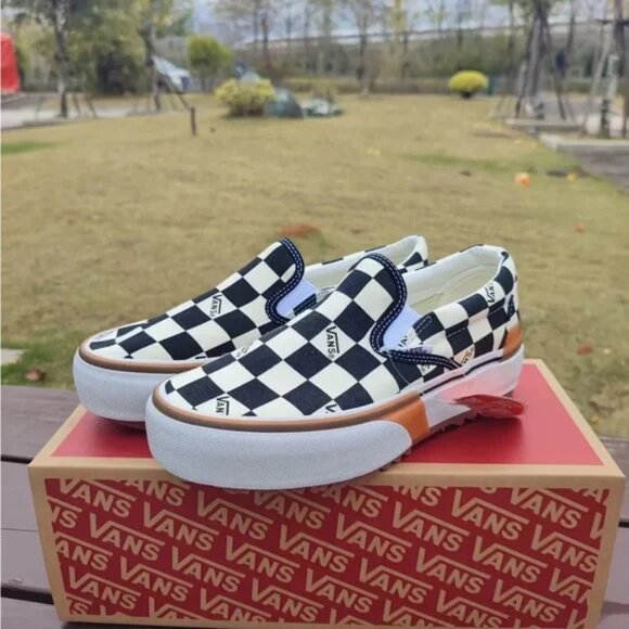 VANS Era Stacked Checkerboard Slip On Canvas Shoes - Picture 3 of 5